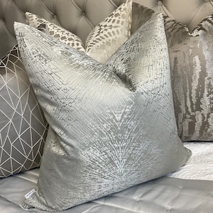 Decorative Cushion Cover, Pillow Cover, Prestigious Textiles Fabric -Dove - Silver, Pillow Cover for Sofa or Bed, Double-sided