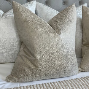 Decorative Pillow Cover, Beige Luxury Cushion Cover, Throw Pillow Cover, Blean Champagne Ashley Wilde Fabric, Double Sided - Made in UK