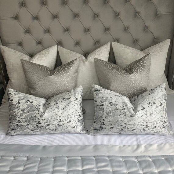 White and silver throw pillows sale