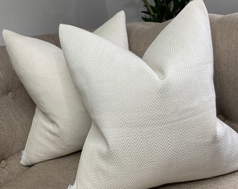 Herringbone Kissenbezug, Kissenbezug, Dekokissen, ivory - natürlicher Kissenbezug, John Louis & Partners Fabric, doppelseitig / Countryside Home Decor