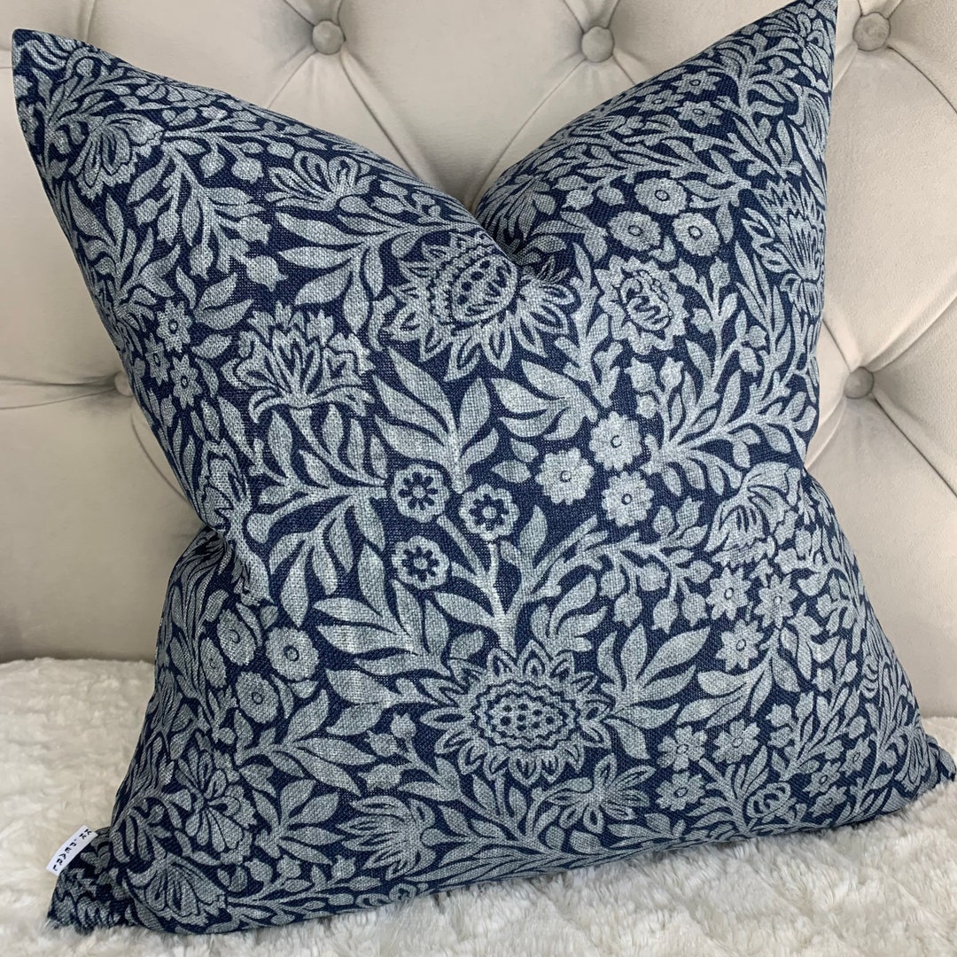 John Lewis & Partners Fabric, Floral Print Hidcote Blue Cushion Cover, Pillow Cover, High