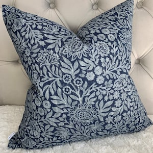 John Lewis & Partners Fabric, Floral Print - Hidcote Blue - Cushion Cover, Pillow Cover, High Quality, Double Sided, Made in UK