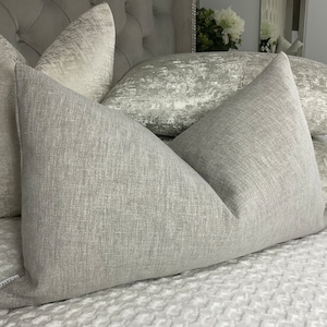 Throw Pillow Cover, Decorative Handmade Cushion Case for Sofa Couch Bedroom, Home, Cotton Blend, Grey Cushion Cover - John Lewis 12&quot; x 20&quot;