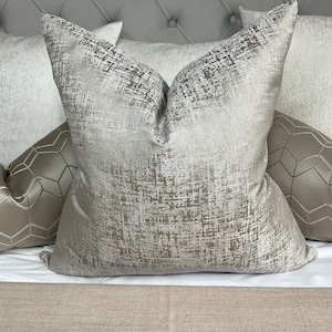 Stunning Luxury Taupe Pillow Cover,  Taupe - Silver Shimmer Cushion Cover, Throw Pillow Cover, Euro Pillow Cover for Bed, Designer Amelie