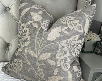 EMILIA John Lewis & Partners Fabric - Floral Weave Cushion Cover, Leaf Design Pillow Case- Double Sided Size 16" Grey Cover For Sofa Chair