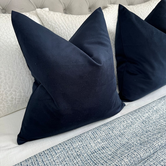 Hochwertiger Baumwollsamt-Marine-Kissenbezug für Sofa oder Bett, dekorativer Marine-Kissenbezug, doppelseitiger Designer-Kissenbezug, John Louis