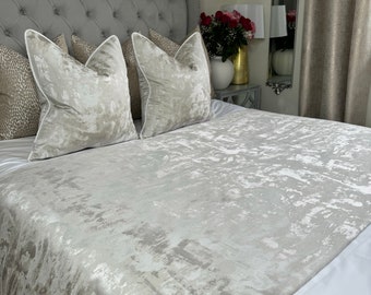 Luxury bed runner, luxury bed throw blanket comforter, luxury bed scarf, luxury champagne bedding, designer TESSERE, Worldwide Shipping