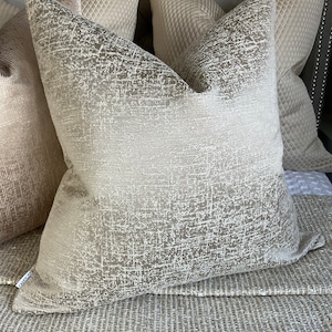 Decorative Cushion Cover in Taupe Luxurious, textured pillow cover for sofa or bed, 16&quot;x16&quot;, double-sided, Ashley Wilde&#39;s Orion Fabric.