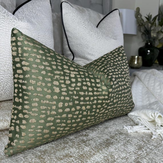 Luxurious Olive Green & Gold Shimmer Throw Pillow Cover - Ashley