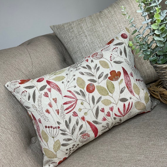 Decorative Cushion Cover 12 X 14 Pillow Cover Throw Pillow Floral Design Red Beige Green VOYAGE Maison Fabric Worldwide Shipping Etsy UK