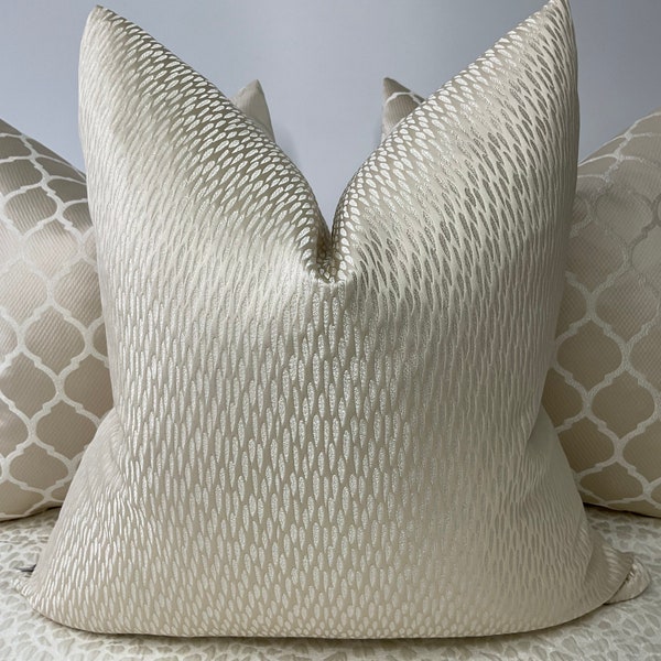 Any Size Pillow Cover , 16" 18" 20" 22" 24" 26" Exclusive Ashley Wilde - Astrid Wheat Natural Champagne Cream Cushion Cover, Pillow Case