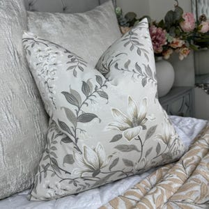 Laura Ashley Floral Cushion Cover: Handmade Throw Pillow Cover, Countryside Decorative Pillow Case for Sofa - Bed, Natural Beige Home Decor