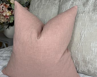 Cotton blend plain pink cushion cover, for sofa chair, perfect living room pillow cover for everyday use, John Lewis Fabric