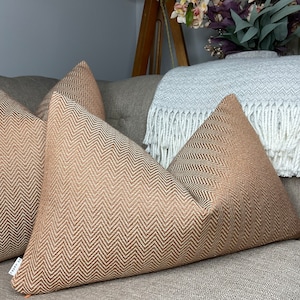 Herringbone cushion cover, orange woven cushion cover, modern sofa pillow cover, decorative throw pillow cover 12" x 20"