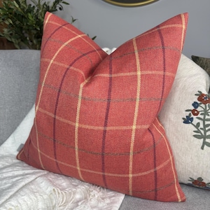 Decorative Pillow Cover, Highland Tartan Check Cushion cover, Red / Orange Tartan Check Pillow Cover, Modern Countryside Home Decor