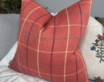 Decorative Pillow Cover, Highland Tartan Check Cushion cover, Red / Orange Tartan Check Pillow Cover, Modern Countryside Home Decor