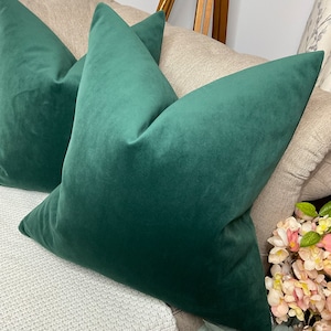 Tissu velours de coton, double face uni, vert bouteille, housse de coussin, décoration de la maison, campagne, vert, fait main de haute qualité