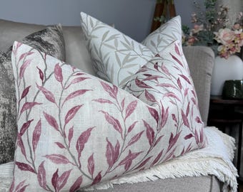 Decorative Cushion Cover 12" x 20" Leaf-patterned, willow trailing leaves, scatter cushion cover for country decor. Sanderson OSIER Fabric