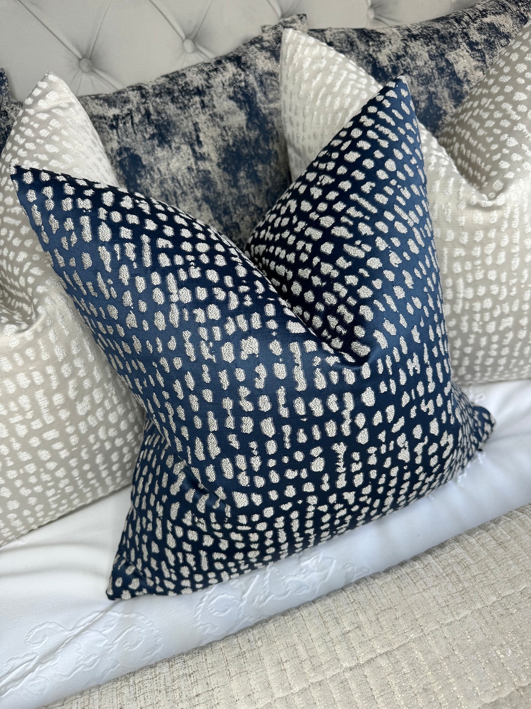 Navy Gold Cushion Cover, Navy Gold Shimmer Pillow Cover, Luxury Pillow