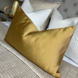 Brass Gold Decorative Cushion Cover Throw Pillow Cover For Sofa or Bed - Double Sided 12&quot; x 20&quot; Luxury Designer Fabric - Harlequin