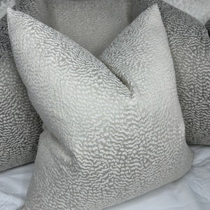Luxury Cushion Cover, Throw Pillow Cover - Designer Ashley Wilde Fabric, ONTARIO Champagne - Textured Silver Shim - Double sided -Home decor