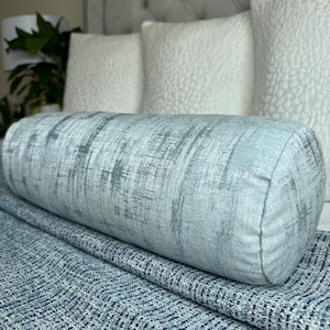 Duck Egg Bolster Cushion in Designer Laura Ashley Whinfell Fabric - Home Decor Accent 16&quot; x 6&quot; Bed Pillow