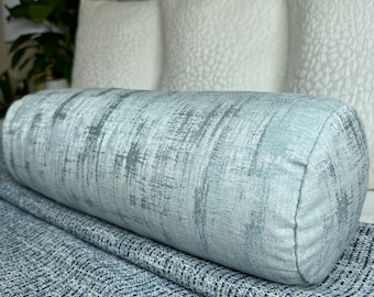 Duck Egg Bolster Cushion in Designer Laura Ashley Whinfell Fabric - Home Decor Accent 16" x 6" Bed Pillow