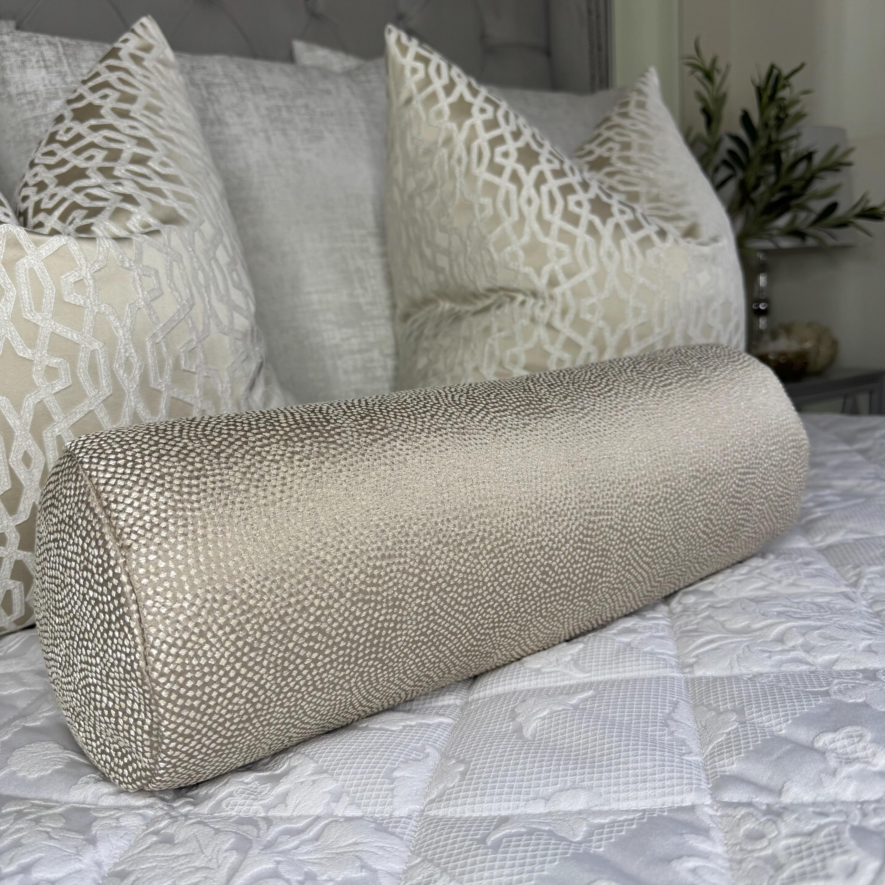 Luxurious Beige Bolster Cushion in Designer Guild Fabric - Champagne Home Decor Home Decor