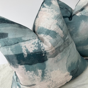 Limited Stock Cushion Pillow Cover John Lewis & Partners SHIOMI  Designer Fabric Abstract Blue Teal Made In UK Double Sided