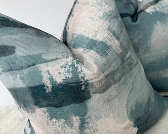 Begrenzte Lagerkissen Kissenbezug John Louis & Partners SHIOMI Designer Fabric Abstrakt Blau Teal Made in UK doppelseitig