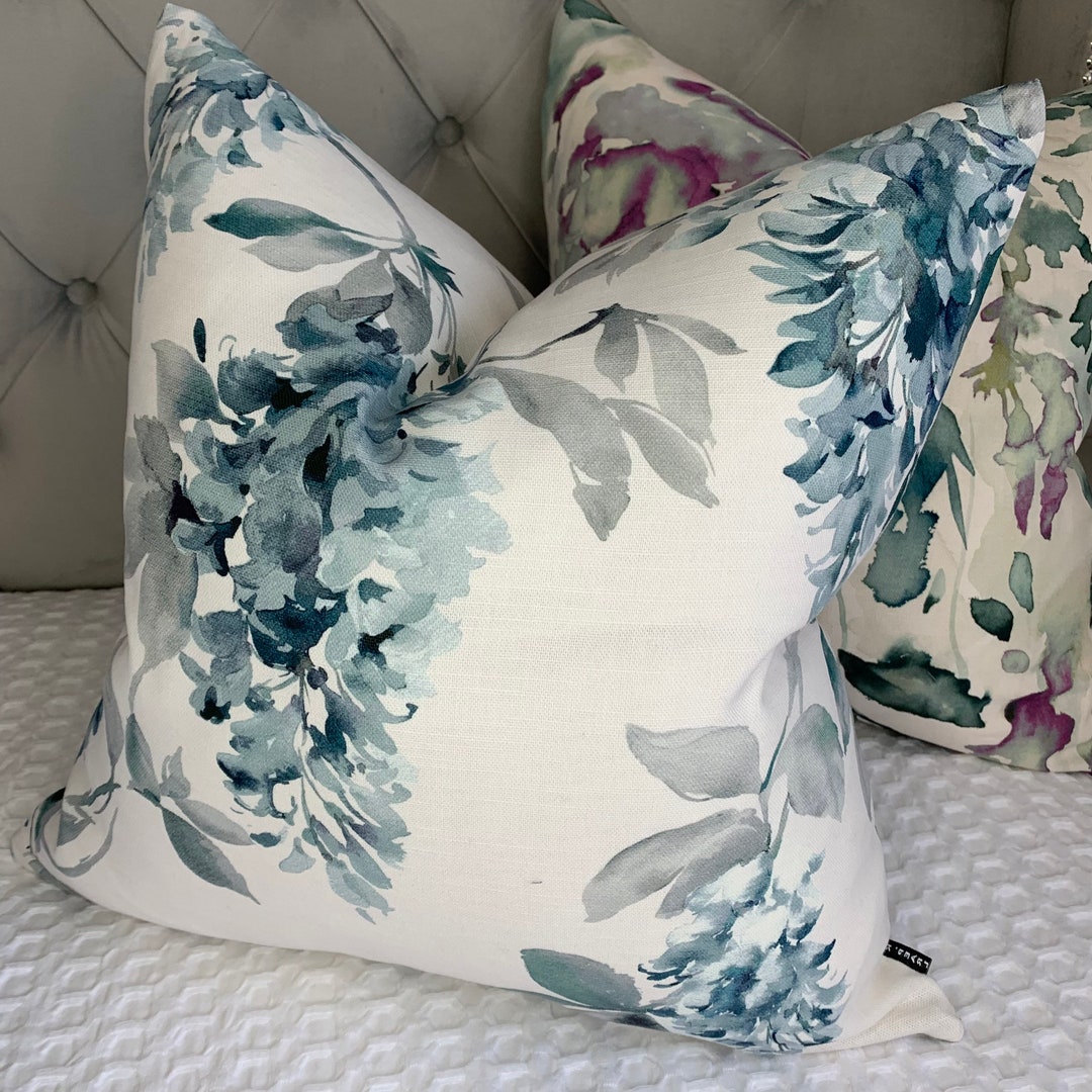 Floral Cushion Cover John Lewis & Partners Fabric Blue White Etsy UK