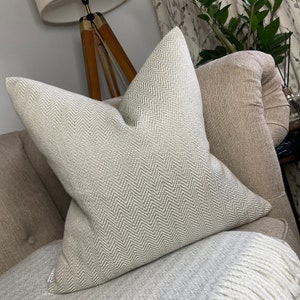 Herringbone Cushion Pillow Cover  Taupe Mole John Lewis & Partners Fabric Designer Fabric High Quality Handmade Farmhouse Decor