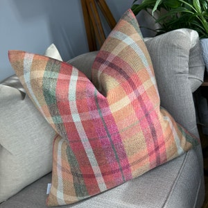Highland Tartan Check Cushion cover, Orange / Pink / Red - pillow cover, double sided, modern - countryside home decor , Sofa Pillow Cover
