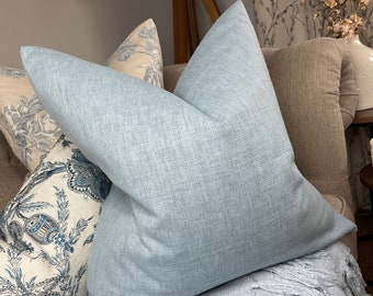 John Lewis & Partners Fabric - Cotton Blend Cushion Pillow Cover,  Double Sided Baby BLUE Handmade In UK - Double Sided - New Home Decor