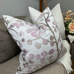 Decorative Cushion Cover, Throw Pillow Cover, Scatter Pillow Case, Voyage Topola Fabric Soft Floral Tree Design - Lilac Taupe Double Sided,