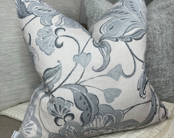 Blue floral cushion cover, decorative pillow cover for sofa, modern throw pillow cover, designer SANDERSON Fabric.