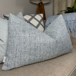 Blue Decorative Cushion Cover , Blue Throw Pillow , Blue Pillow John Lewis & Partners Tonal Weave Fabric - Woven - Sofa Cushion 12&quot; x 20&quot;