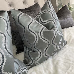 Solare in steel grey by Clarke and Clarke, Luxury Cushion Cover, Double Sided,  High Quality, Pillow cover for sofa or bed