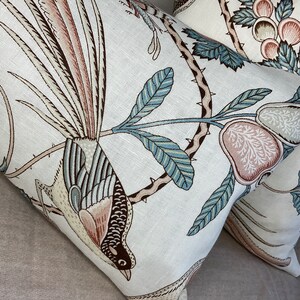 Linen SCHUMACHER Campagne Peacock & Rouge - French Floral Design ...