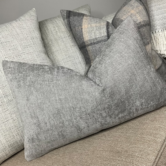 Modern Grey Chenille Cushion Cover Rectangle Size 12 X 20 Pillow Cover Sofa Bed Throw Pillow Double Sided Countryside Home Decor Etsy UK