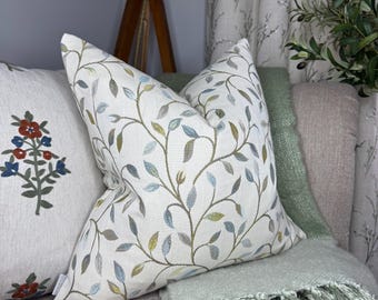 Leaf Trail Cushion Cover, Green Duck Egg Pillow Cover, Voyage Cervino Fabric, High Quality Handmade , Worldwide Shipping - Double Sided