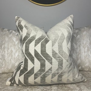 VELVET Cushion Cover Geometric Pillow Cover For Sofa Chair - Double Sided Size 20&quot; - Natural Taupe