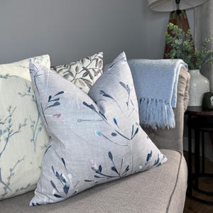 Country-style cushion cover, modern pillow cover, blue cushion cover for sofa or chair, John Lewis & Partners Nerine Fabric, Blue / Multi