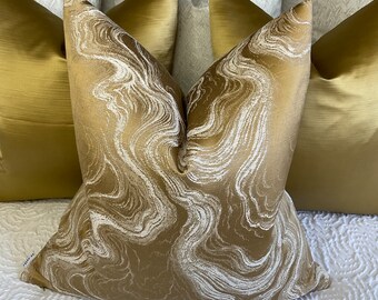 Gold Cushion Cover, Alexis Stunning Marble Design Cushion Cover