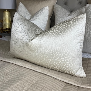 Handmade Luxury Ivory Textured Cushion Cover - John Lewis Astar Fabric Rectangle 12x20 inch UK Designer