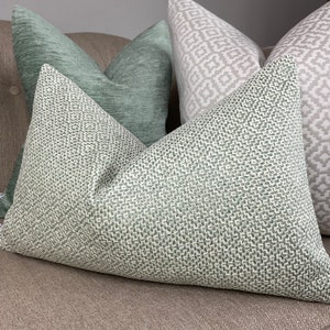 Sanderson Linden Cushion Cover, Decorative Pillow 12&quot; x 20&quot; - Geometric Design, Mineral Duck Egg , Sofa Pillow Throw