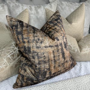 Luxury cushion cover in MAHALI Fabric by Prestigious Textiles, Abstract print gold bronze pillow cover, designer double sided cushion cover
