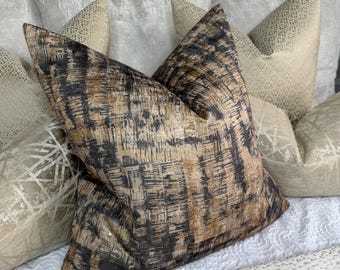 Luxury cushion cover in MAHALI Fabric by Prestigious Textiles, Abstract print gold bronze pillow cover, designer double sided cushion cover
