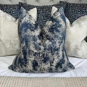 Navy Cushion Cover - Navy Gold  Shim Pillow Cover Luxury Pillow Cover - CURICOIN INK Ashley Wilde Worldwide Shipping!