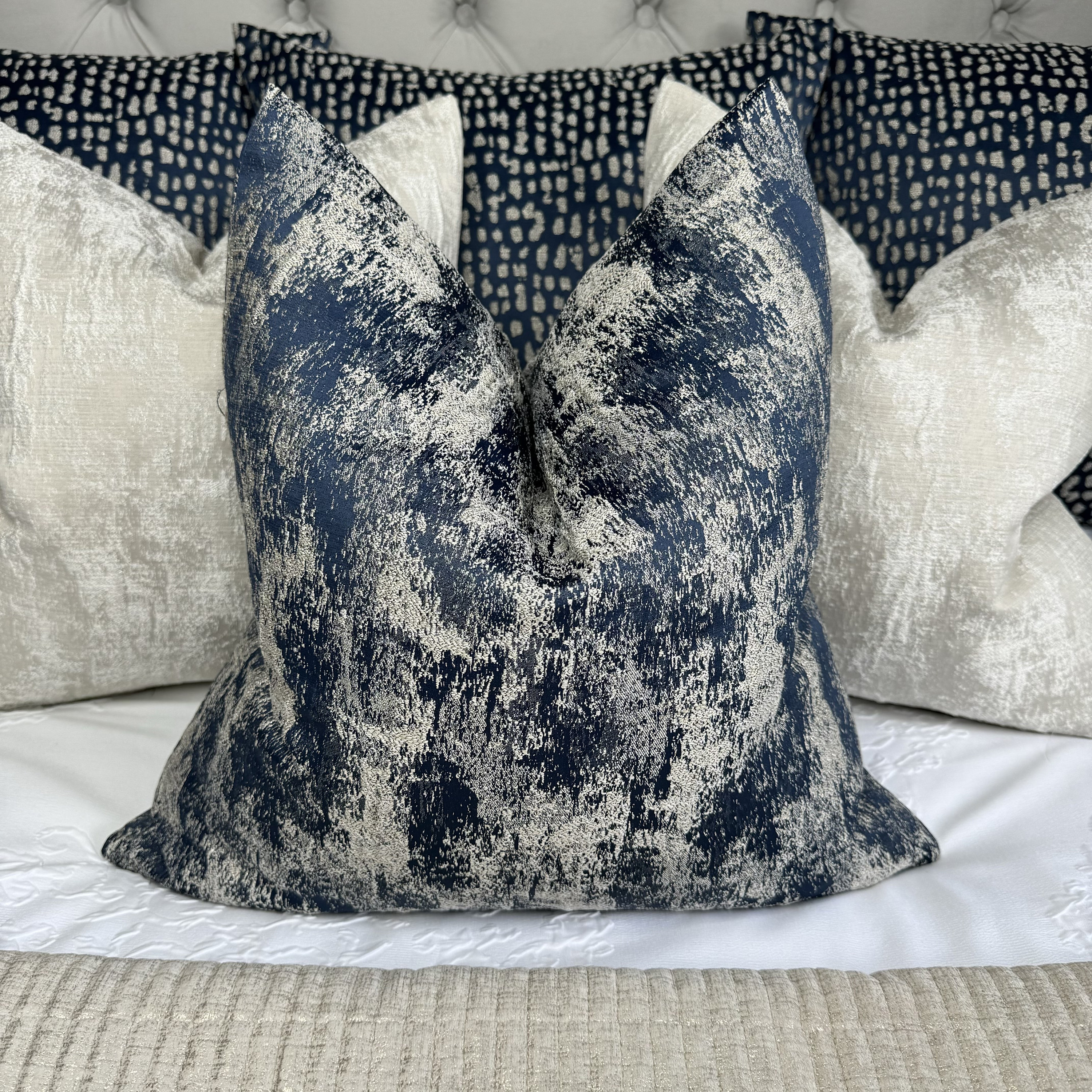 INSTAGRAM Best Seller Cushion Cover Navy Gold Shim Pillow Cover Luxury Pillow Cover CURICOIN INK Ashley Wilde Worldwide Shipping Etsy